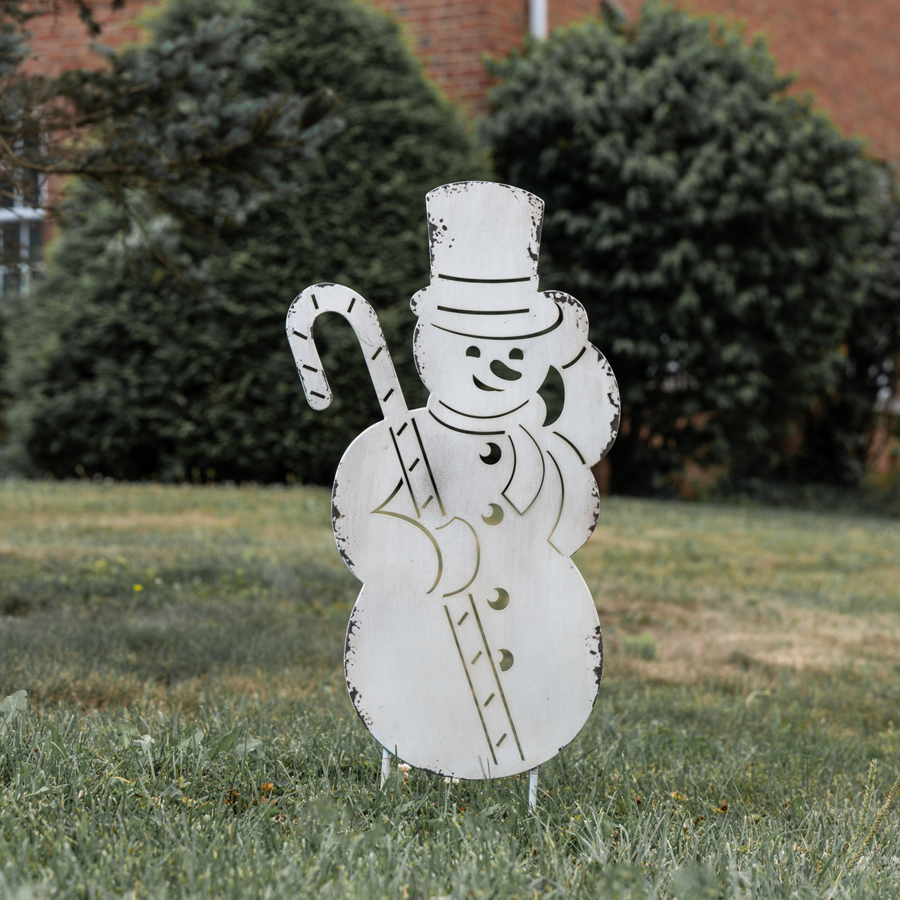 30" SNOWMAN W/ CANDY  CANE STAKE