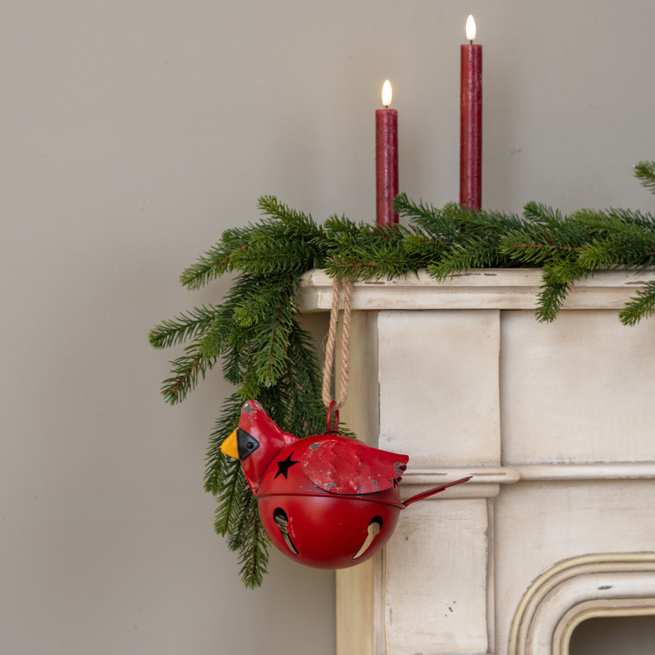 CARDINAL BELL W/ ROPE HANGER
