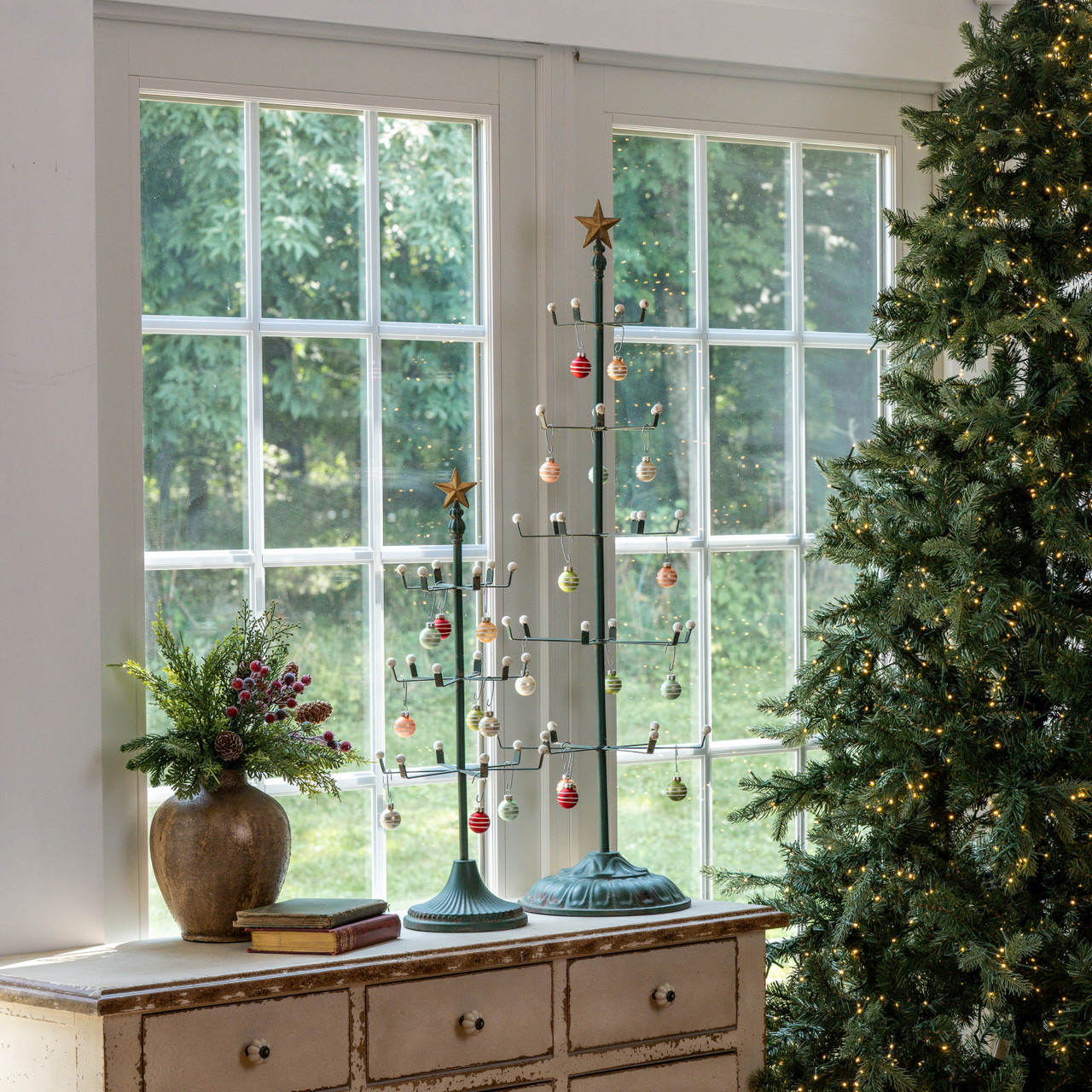 SET/2 ORNAMENT TREES W/ STAR TOPPER