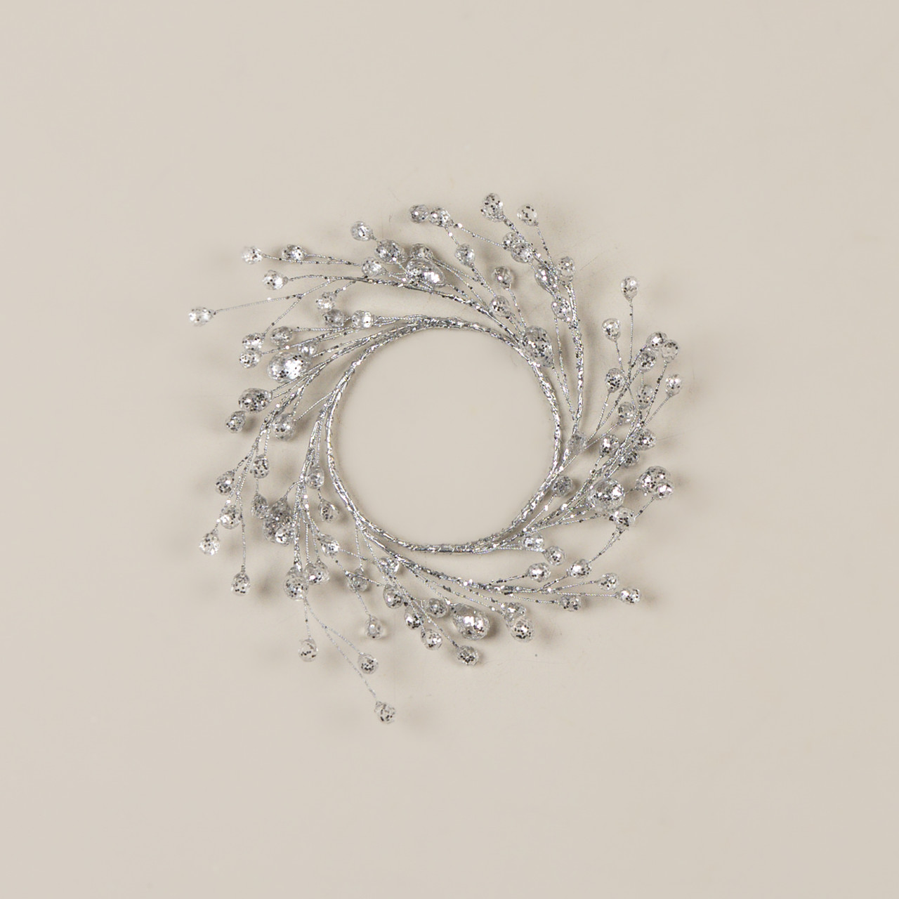 6.5" SILVER CRYSTAL CANDLE RING