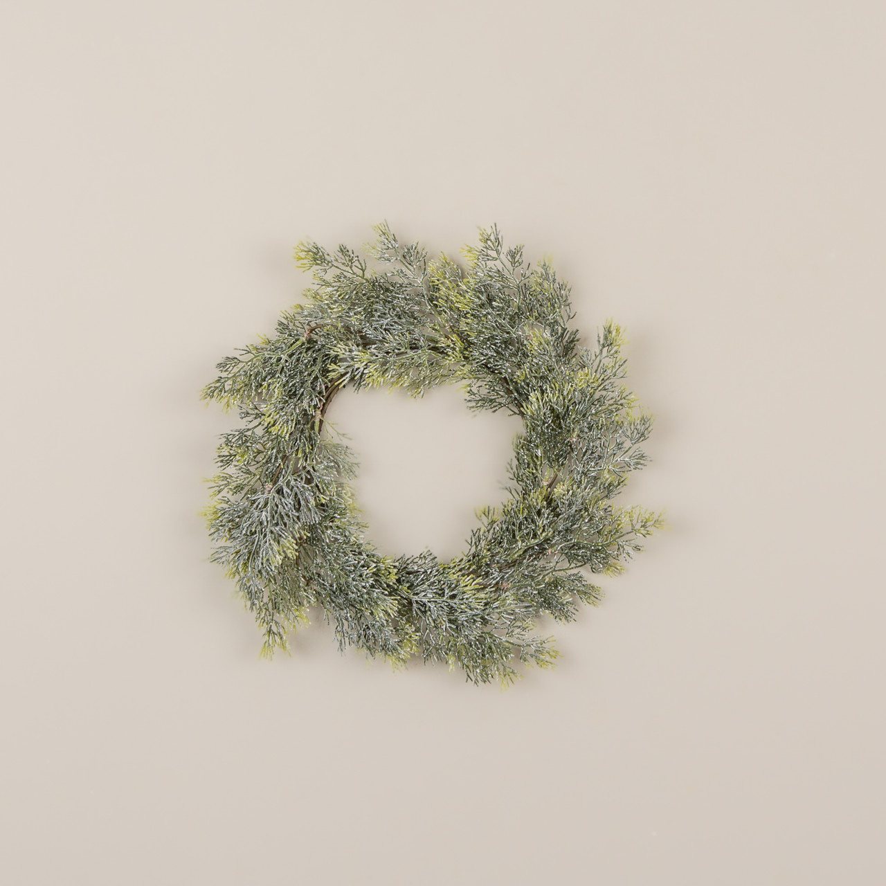 14" SNOW DUSTED PINE CANDLE RING