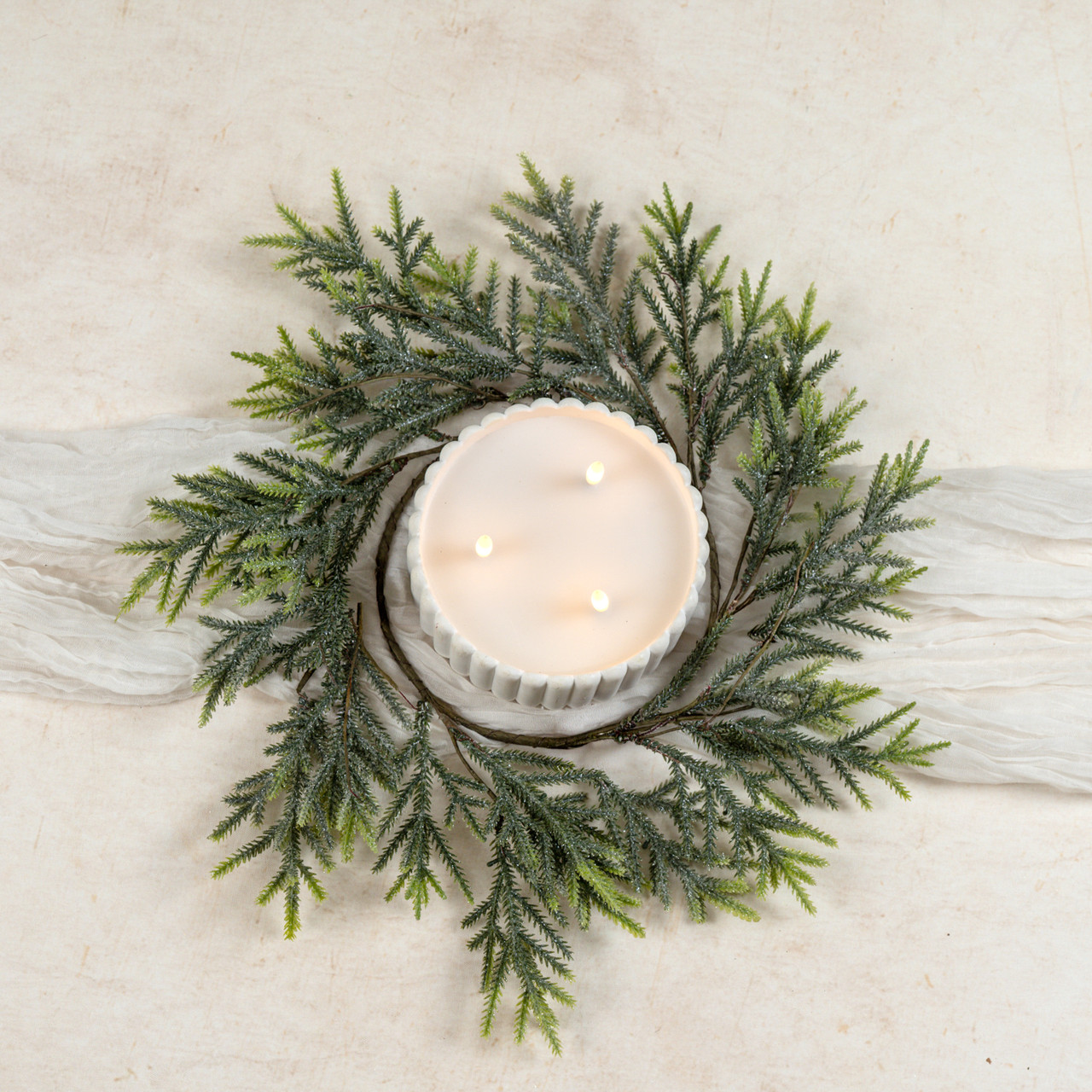 14" MOUNTAIN PINE W/ ICED BERRIES CANDLE RING