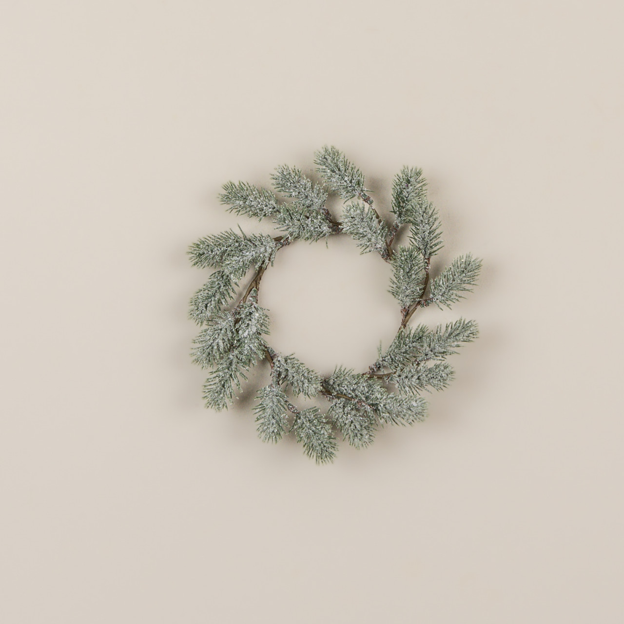 8" GLITTERED JEFFERSON PINE CANDLE RING