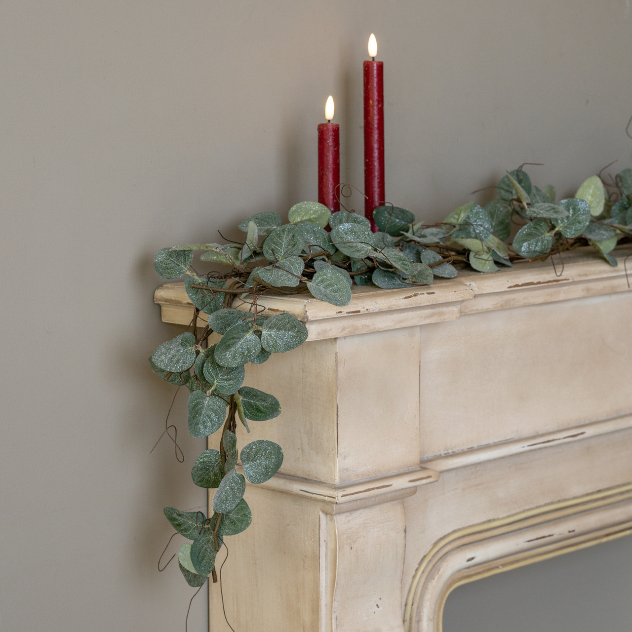6' GLITTERED EUCALYPTUS & TWIG GARLAND