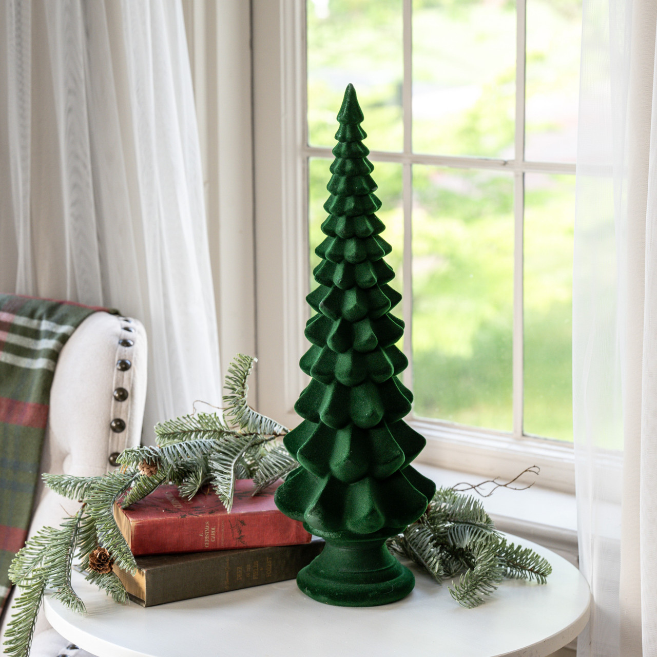 19" GREEN FLOCKED TREE