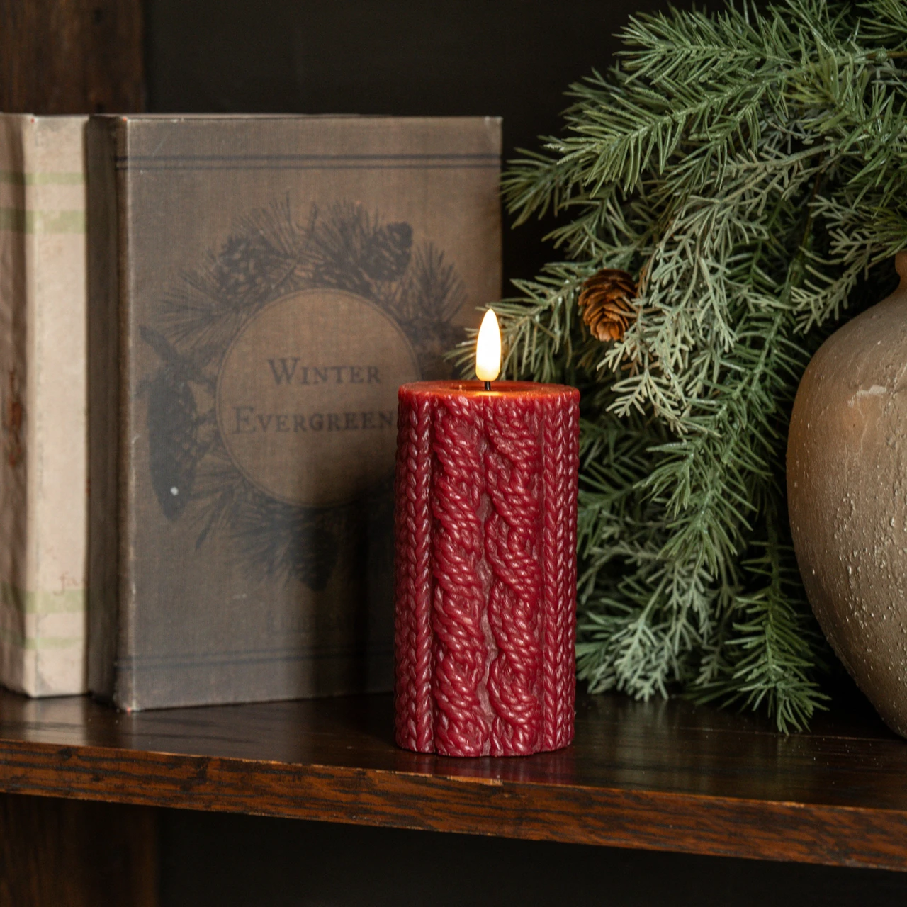 5" RED SWEATER 3D FLAME CANDLE