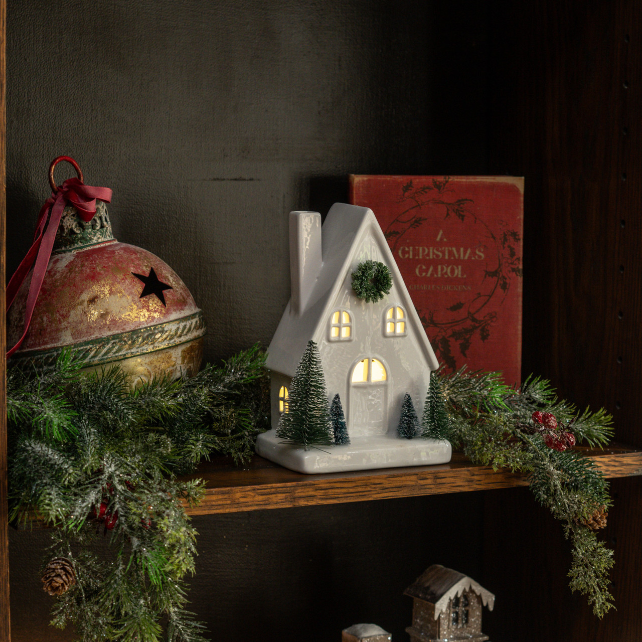 7.75" LIGHTED CERAMIC HOLIDAY HOUSE