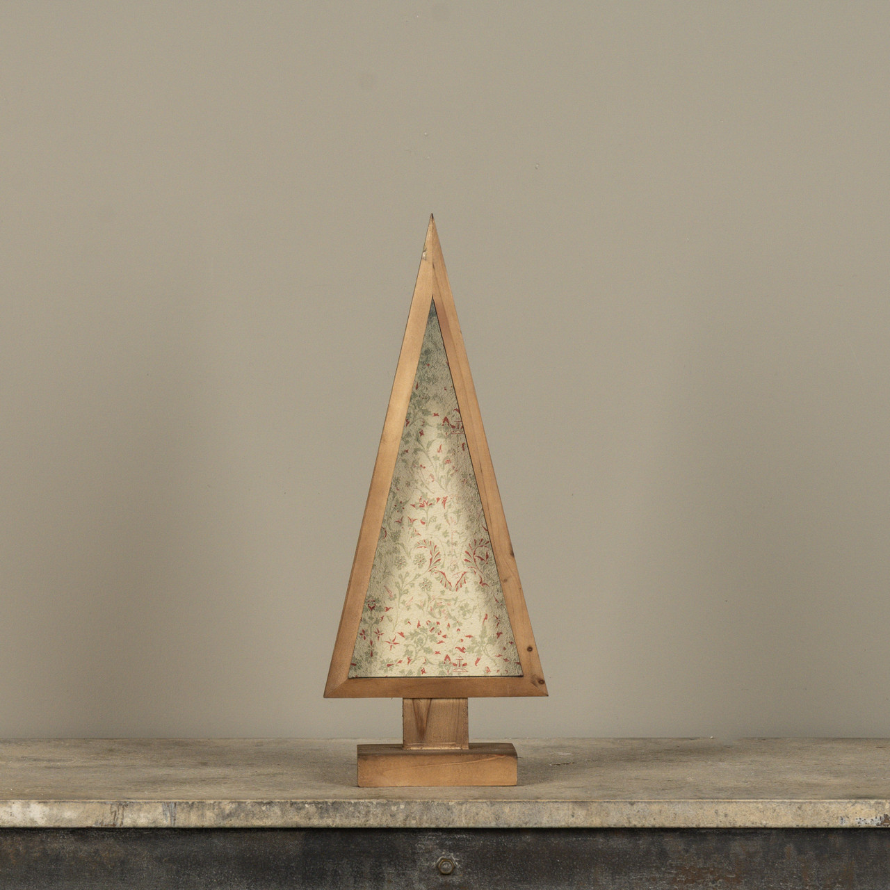 17" FRAMED RED & GREEN WALLPAPER TREE