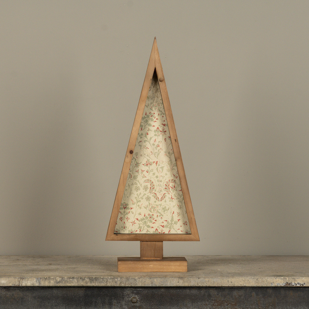 20" FRAMED RED & GREEN WALLPAPER TREE