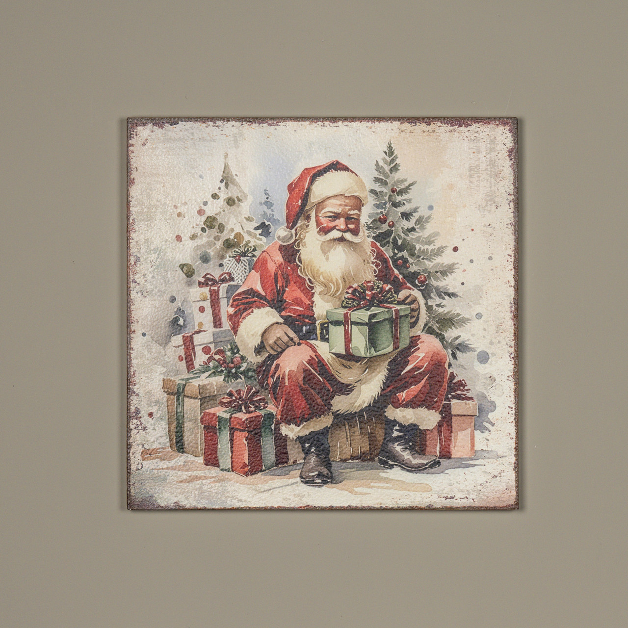 18" GIFTING SANTA PRINT