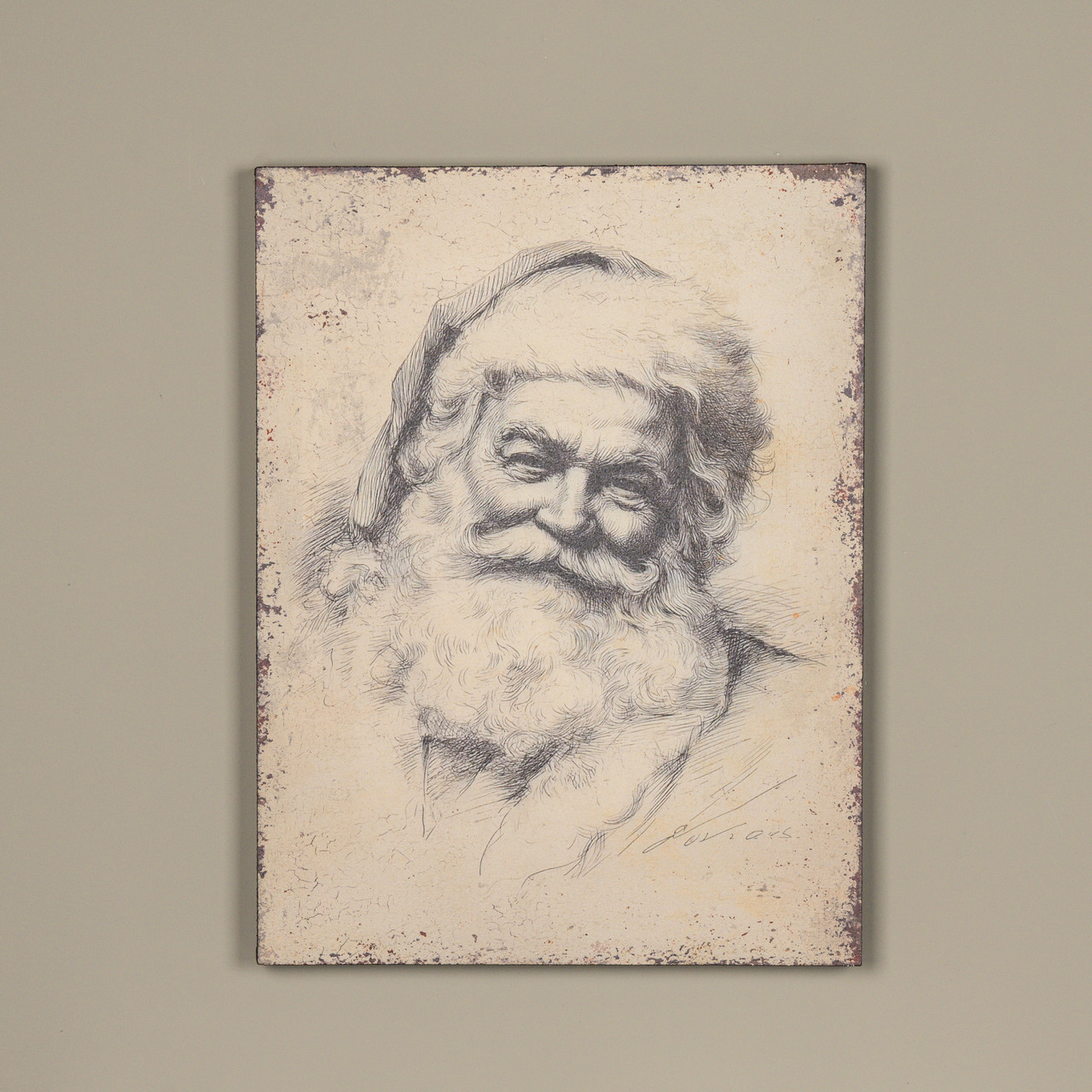 24" VINTAGE SANTA SKETCH PRINT