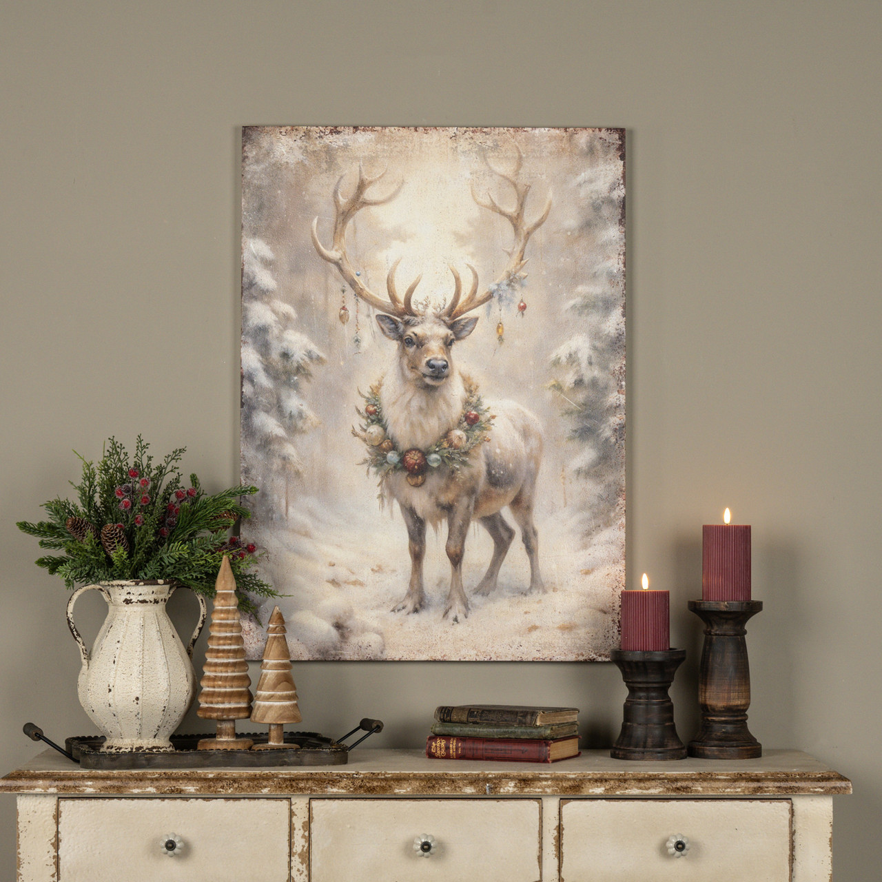 33" ORNAMENT REINDEER PRINT