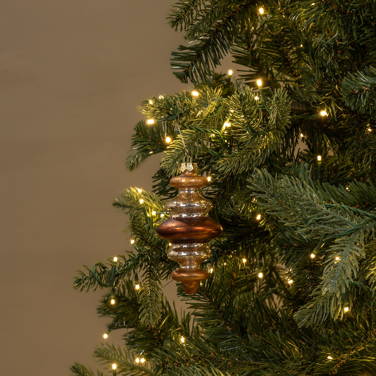 5" BROWN & SILVER FINIAL ORNAMENT