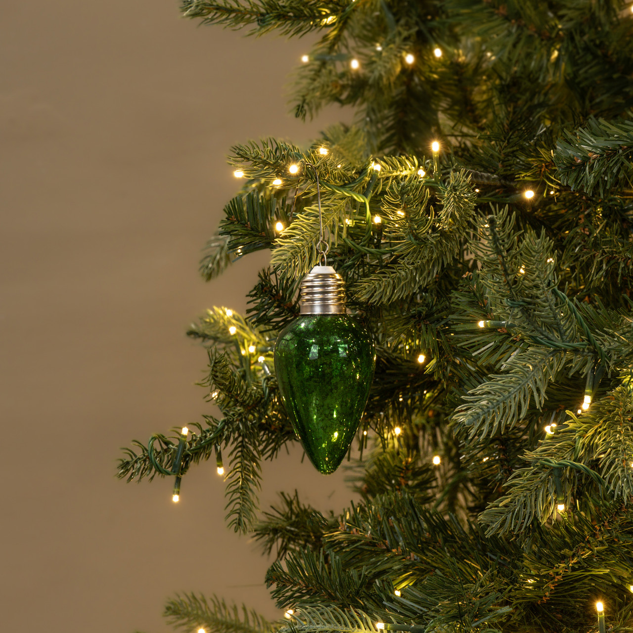 GREEN LIGHT BULB ORNAMENT