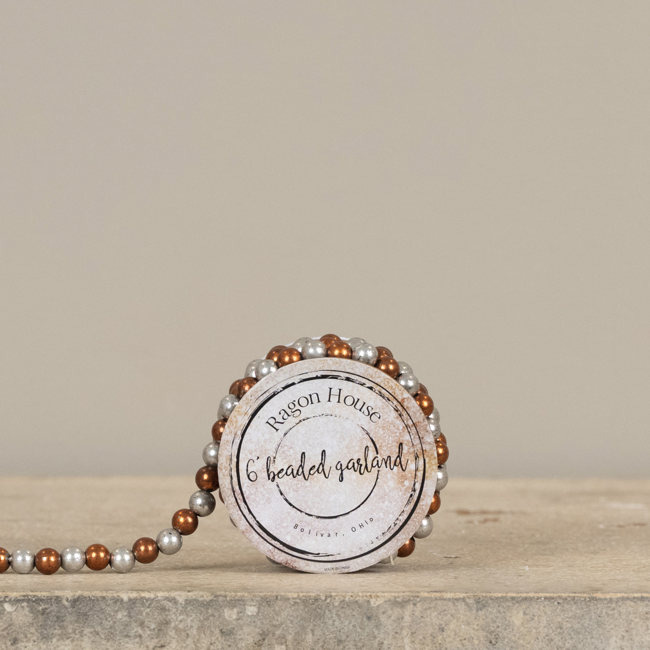 6' BRONZE & SILVER BEADED GARLAND