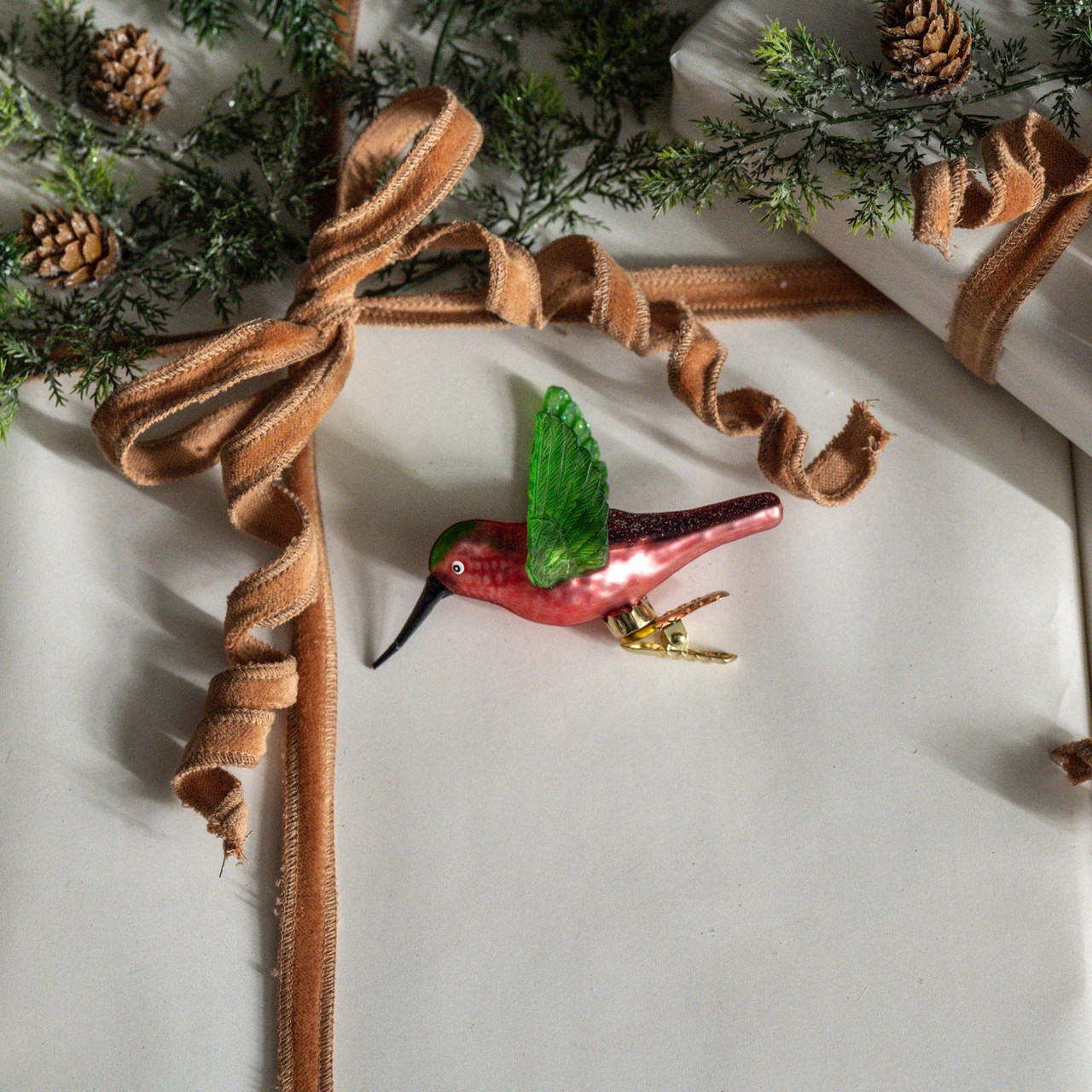 PINK HUMMINGBIRD CLIP ON ORNAMENT