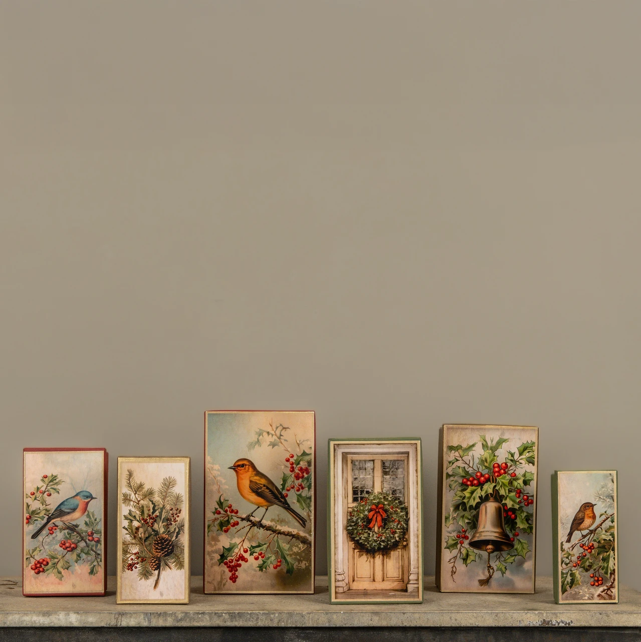 SET/ 6 STACKING BOXES W/ RED BERRIES