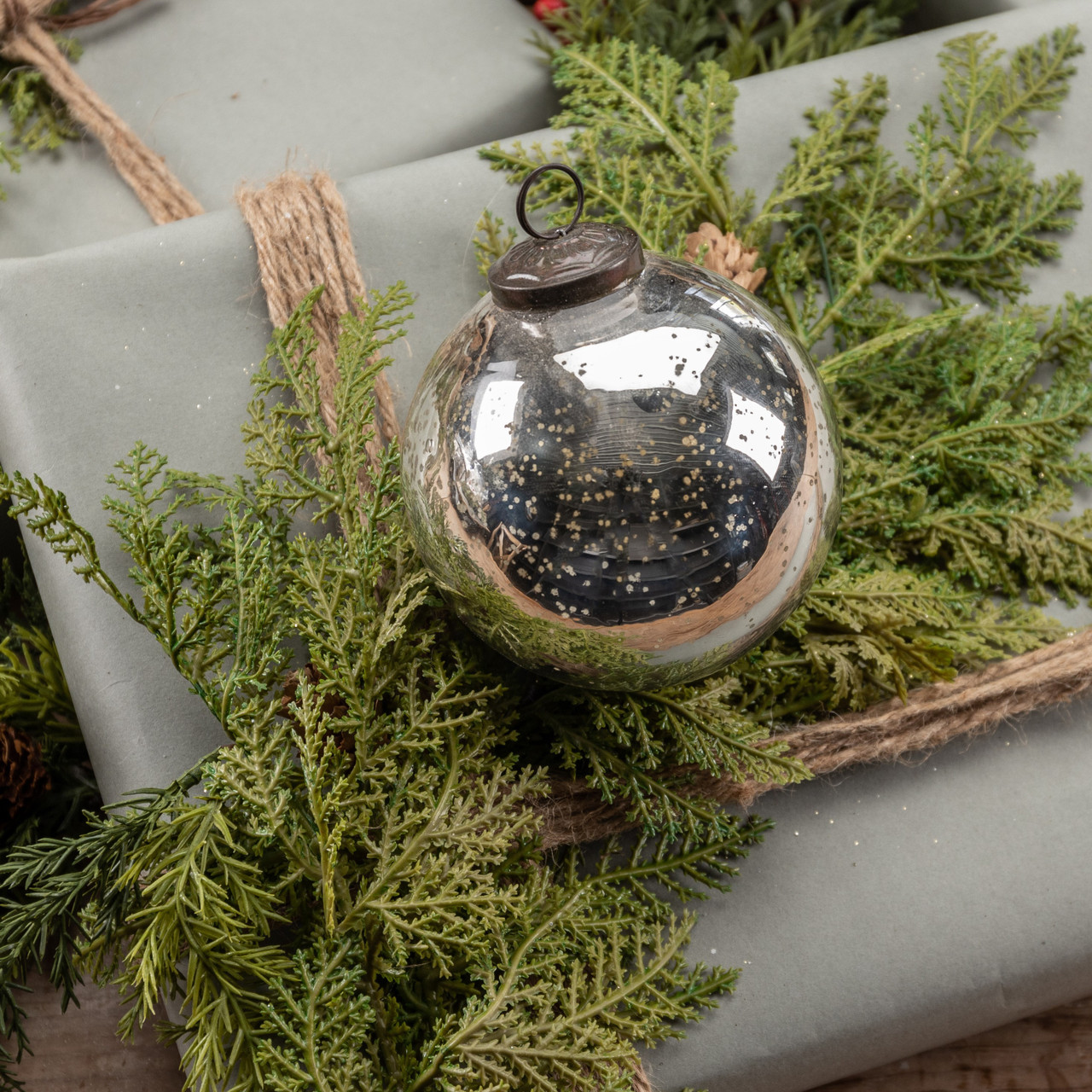4" SILVER KUGEL ORNAMENT