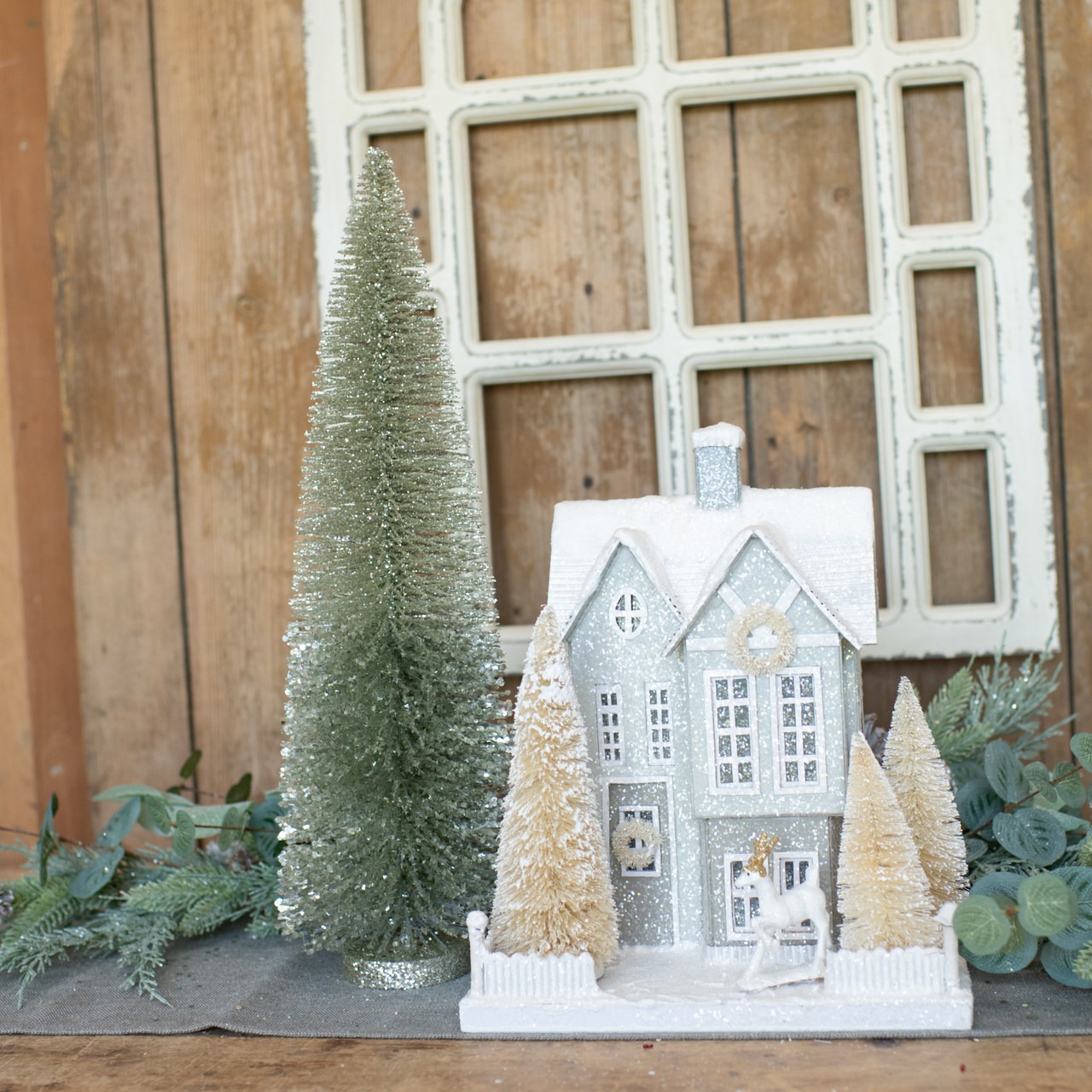 18" SILVER SPARKLE BRISTLE BRUSH TREE Ragon House