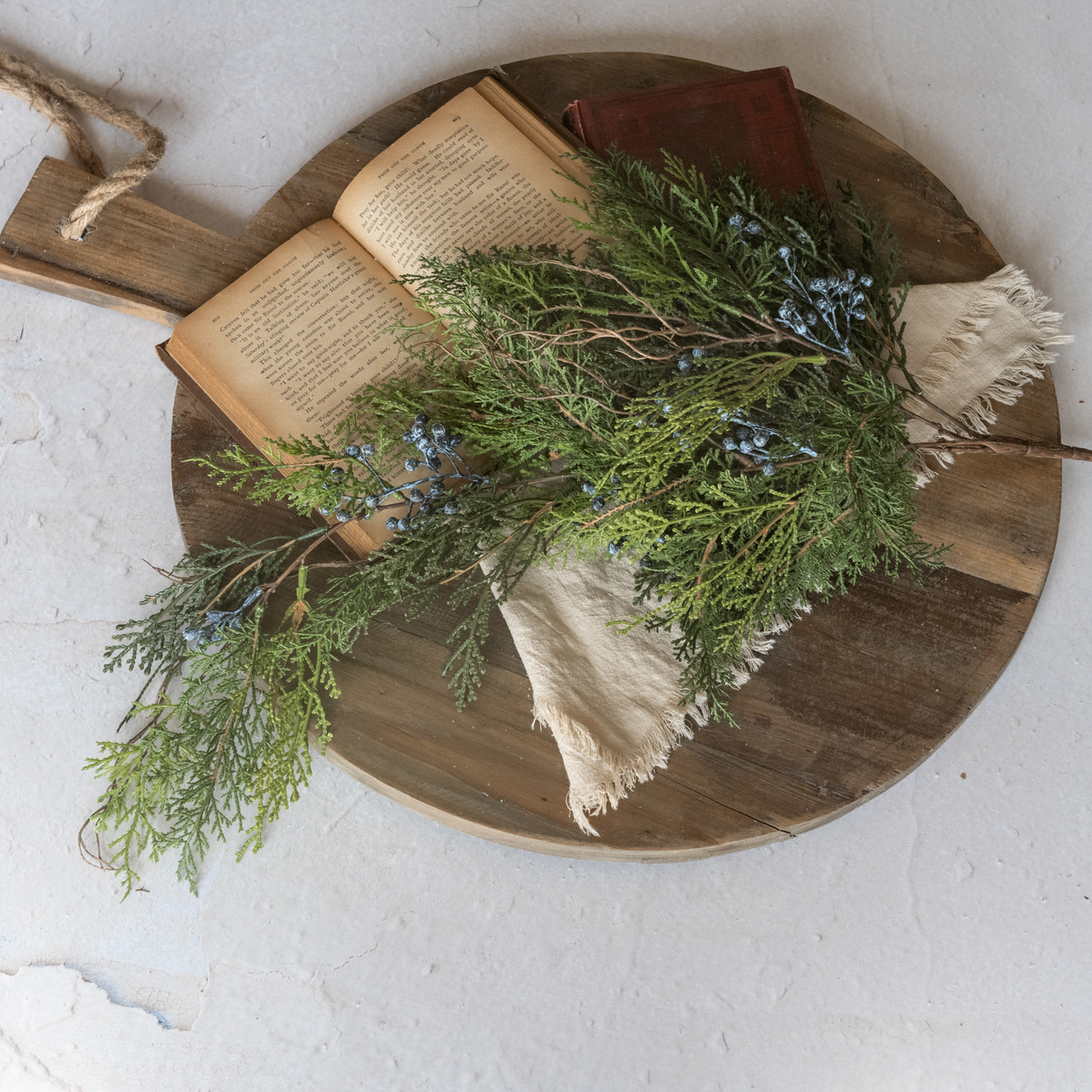 26" CEDAR & BERRIES HANGING BUSH