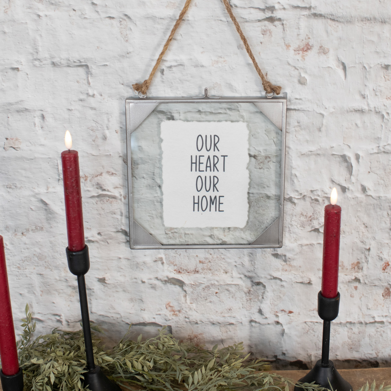 OUR HEART OUR HOME HANGING SIGN