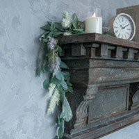 6' EUCALYPTUS W/ CREAM & PURPLE HEATHER GARLAND
