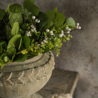 18" GREEN & WHITE MIXED FOLIAGE W/ BERRIES BUSH