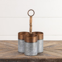 COPPER & GALVANIZED UTENSIL HOLDER