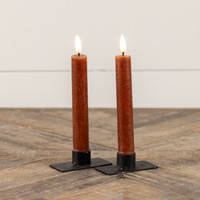 SET/ 2 - 7.25" 3D FLAME BRONZE TAPER CANDLE