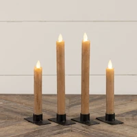 SET/ 2 - 6.75" MOVING FLAME BEIGE TAPER CANDLE