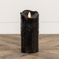 7" MOVING FLAME BLACK PILLAR CANDLE