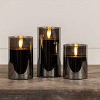4" BLACK GLASS 3D FLAME CANDLE