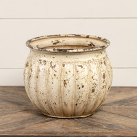 SHINY WHITE METAL PLANTER POT