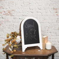 TWO SIDED BLACKBOARD W/ WHITE FRAME
