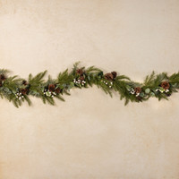 6' WHITEWASHED HEMLOCK GARLAND W/ WHITE BERRIES