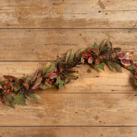 6' BURGUNDY BERRY & MIXED LEAF GARLAND