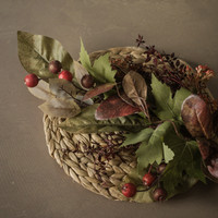 29" BURGUNDY BERRY & MIXED LEAF SPRAY