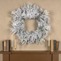 30" HEAVILY FLOCKED PINE WREATH
