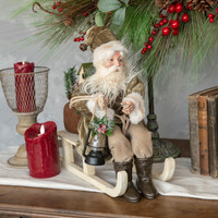 SANTA ON SLED W/ OLIVE GREEN COAT