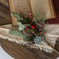 16" ICY FOLIAGE W/ RED BERRIES & BELLS PICK