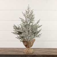 24" SNOWY PINE TREE W/ BURLAP BASE