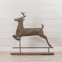 41.75" STANDING METAL DEER ON FAUX WOOD BASE*