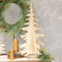 28.5" DISTRESSED WHITE TREE W/ FAUX WOOD BASE