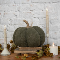 8" DARK GREEN BOUCLE PUMPKIN