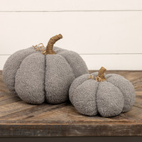 8" GREY BOUCLE PUMPKIN