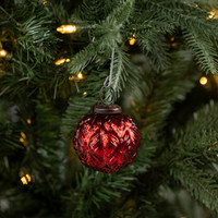 2" RED LEAF KUGEL ORNAMENT