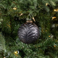 4" MATTE BLACK FILIGREE KUGEL ORNAMENT