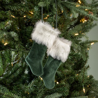 PAIR OF GREEN VELVET STOCKINGS