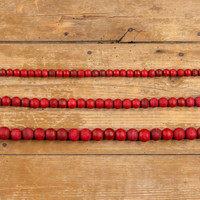 9' SMALL ROUND RED WOOD BEAD GARLAND