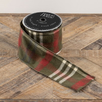 GREEN, RED & WHITE PLAID RIBBON